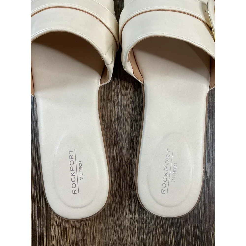 Rockport Trutech Women's Yara Size 8 White Cushioned Slide Sandals C17938 -New‎